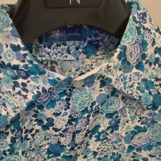 Liberty Boy Shirt - Short Sleeve Button Up Boy Shirt - Liberty of London Print Fabric - Floral Print - Back To School - Button Through Shirt