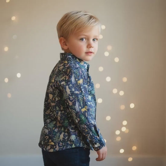 Liberty London Christmas Boy Shirt: Tana Lawn Cotton Long Sleeve