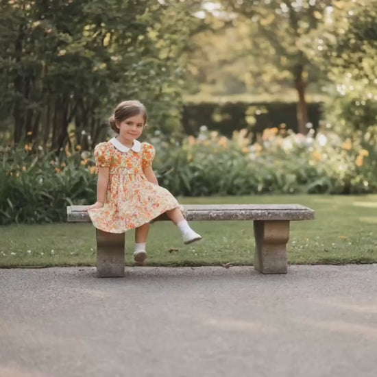Liberty London Floral Cotton Lawn Dress, Peter Pan Collar, Puffy Sleeves, Flower Girl Gown
