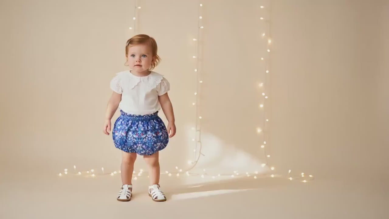 Liberty London Strawberry Thief Bloomer, Ruffle Waist Cotton Nappy Cover