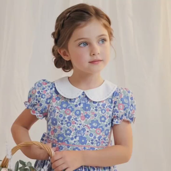 Liberty London Wedding Flower Girl Dress, Special Occasion Handmade Heirloom Gown, Sustainable Floral-Print Clothing