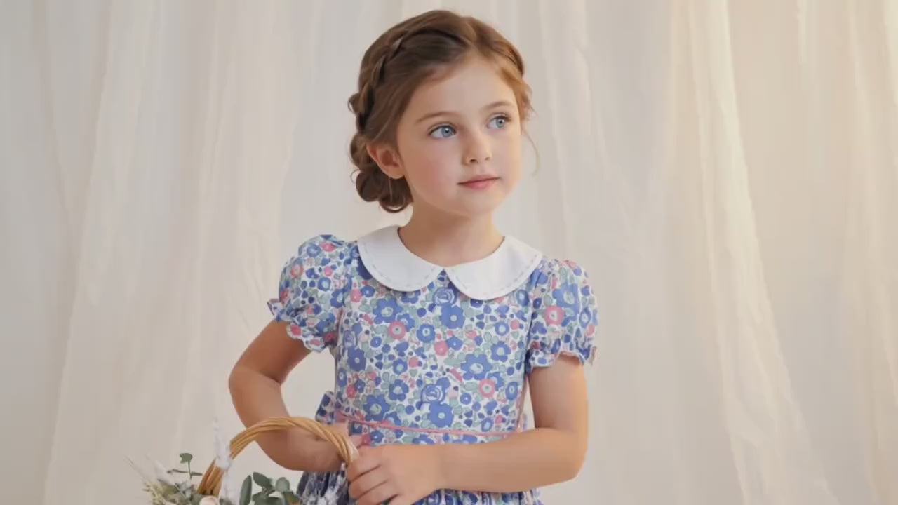 Liberty London Wedding Flower Girl Dress, Special Occasion Handmade Heirloom Gown, Sustainable Floral-Print Clothing