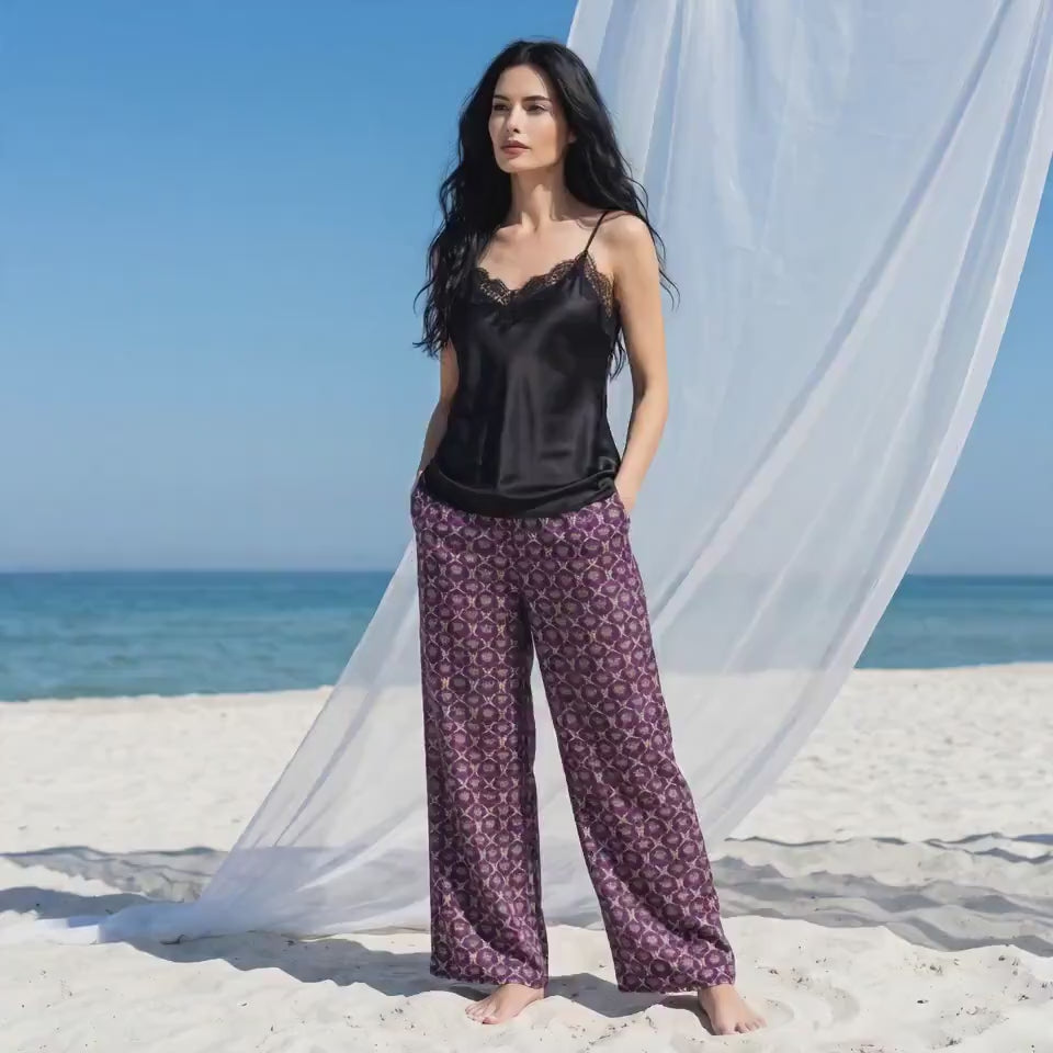 Liberty London Palazzo Trousers, Wide-legged Handmade Personalised Pants, Lightweight Cotton Loungewear Bottoms, Sustainable Clothing