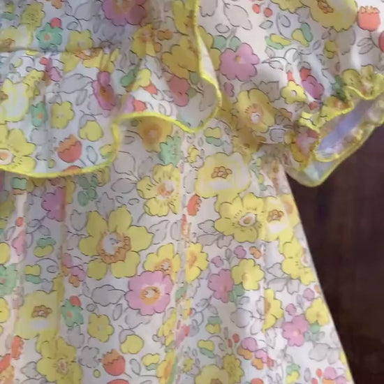 SET Top and bloomer for baby girl - Liberty of London Floral Print Fabric - Baby girl Summer Top and matching Bloomer