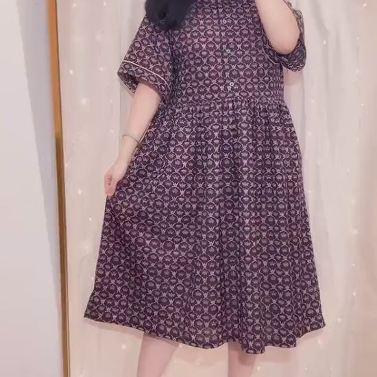 Liberty Print Gallery Midi Shirt Dress: Kimono Half Sleeves, Ditsy Floral Dress, Button Through