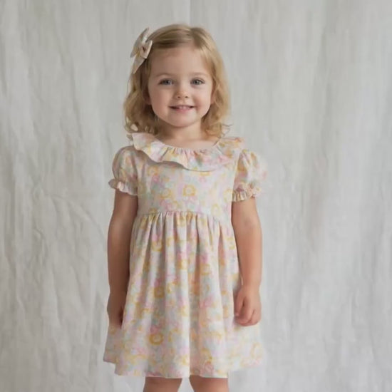 Liberty London Handmade Special Occasion Dress, Short-sleeved Collared Gown, Sustainable Handmade Eco-friendly Children Clothing