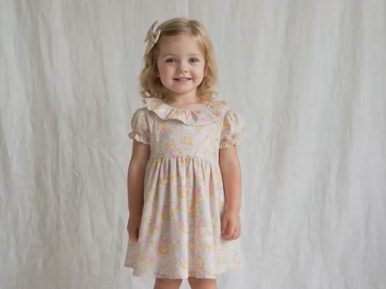 Liberty London Handmade Special Occasion Dress, Short-sleeved Collared Gown, Sustainable Handmade Eco-friendly Children Clothing