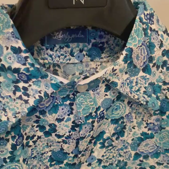 Liberty Boy Shirt - Short Sleeve Button Up Boy Shirt - Liberty of London Print Fabric - Floral Print - Back To School - Button Through Shirt