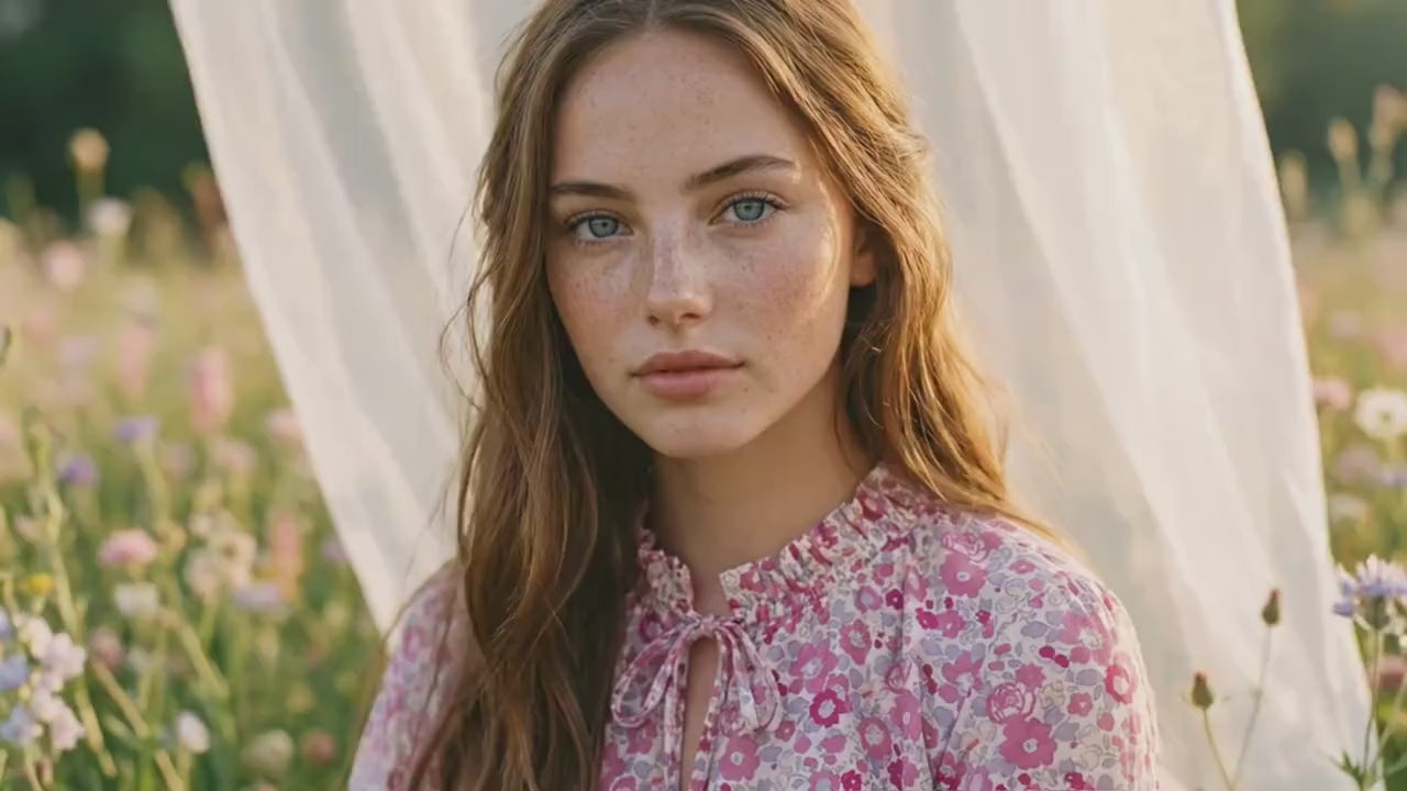 Liberty London Ruffle-Collared Three-Quarter Botanical Floral-Print Blouse, Handmade Womenswear, Sustainable Slow Fashion Tailoring Clothing