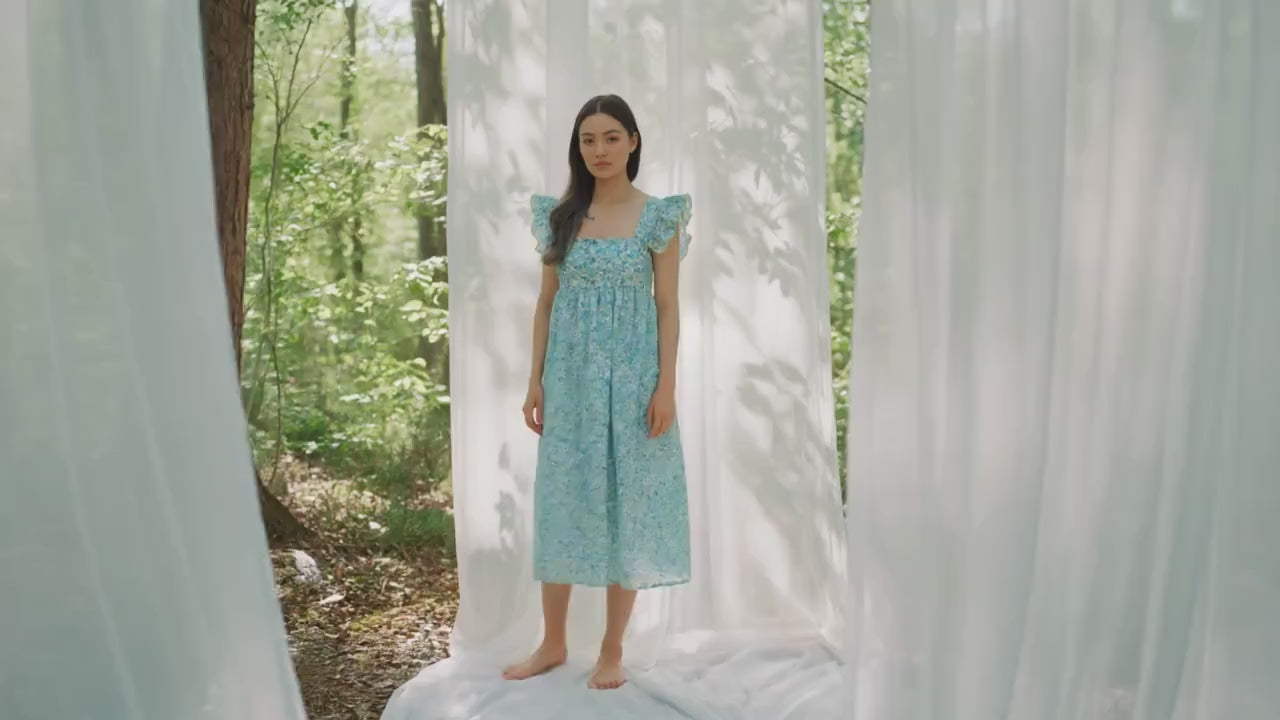 Liberty London Smock Milkmaid Sun Dress, Handmade Floral Cocktail Dress, Sustainable Eco-friendly Slow-Fashioned Clothing