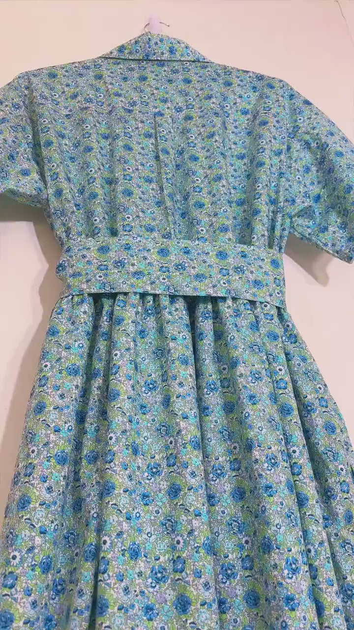 Liberty London Short Sleeves Midi Shirtdress, Handcrafted Womenswear, Sustainable Cotton Clothing, Personalised Versatile Outfits