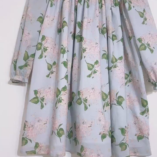 Liberty London Smock Dress, Floral-Print Peter-Pan Collared Handmade Children-wear, Sustainable Cotton Clothing, Long-sleeved Dress