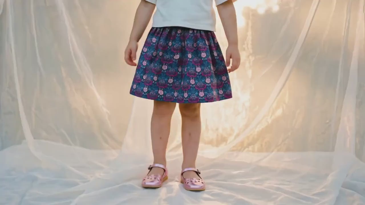 Liberty London Handmade Floral-Print Skirt, Botanical Sustainable Children Clothing, Eco-friendly Cotton Lawn Knee-length Skirt